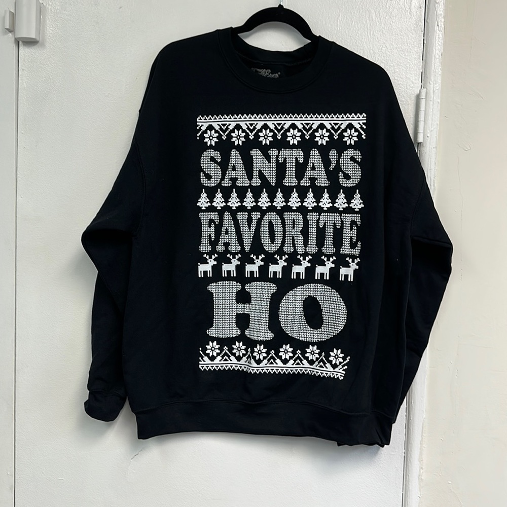 Shop 4 Ever Ugly Christmas Sweater black sweater size XL SANTA’S FAVORITE HO XL